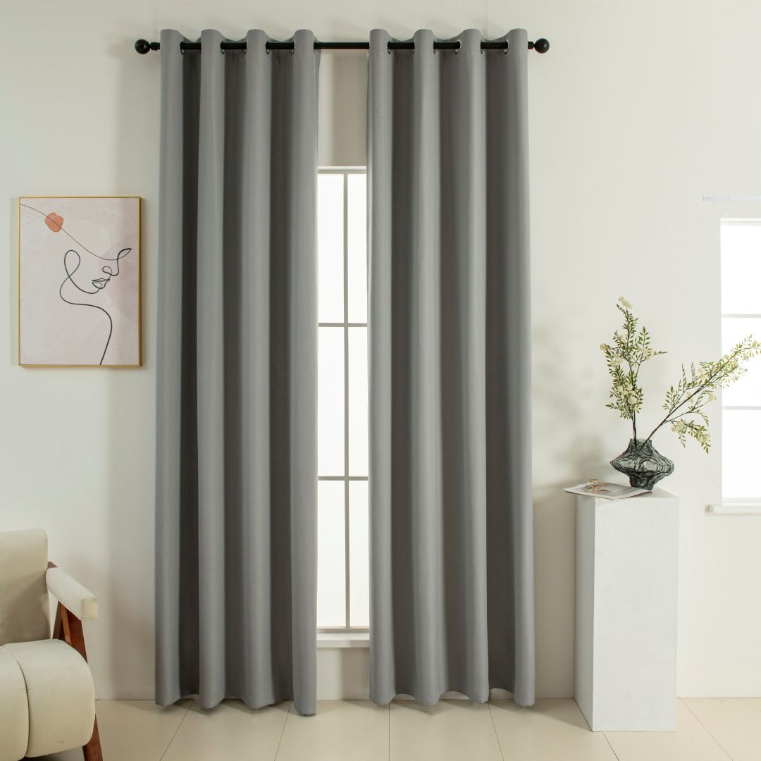 Κουρτίνα Full Blackout σκίασης με 8 κρίκους Soft Art 8391 Grey-11