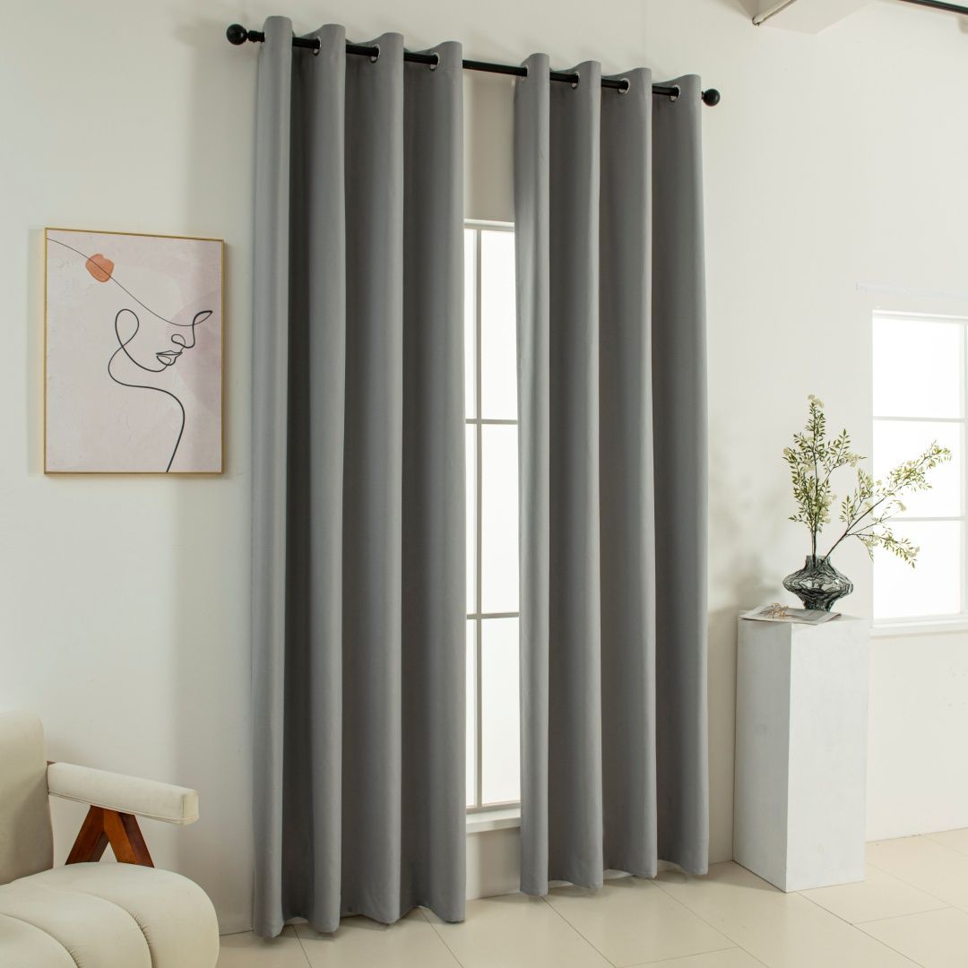 Κουρτίνα Full Blackout σκίασης με 8 κρίκους Soft Art 8391 Grey-11