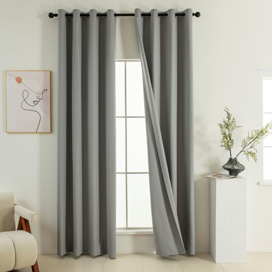 Κουρτίνα Full Blackout σκίασης με 8 κρίκους Soft Art 8391 Grey-11