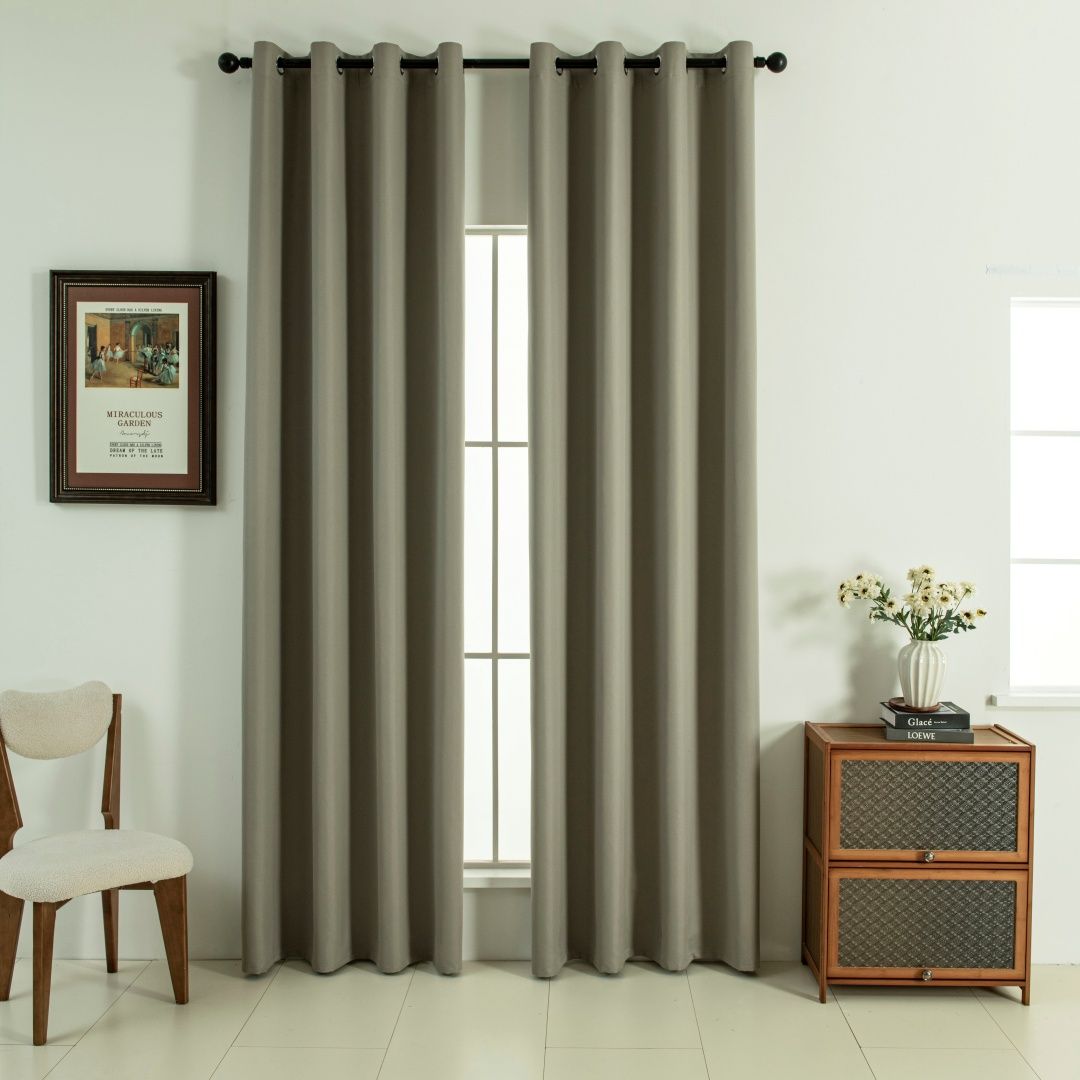 Κουρτίνα Full Blackout σκίασης με 8 κρίκους Soft Art 8391 Light Beige-C3