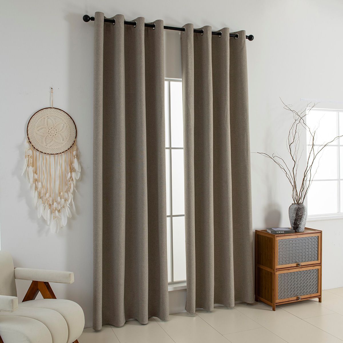 Κουρτίνα Full Blackout σκίασης με 8 κρίκους Elite Art 8392 Beige-Νο5