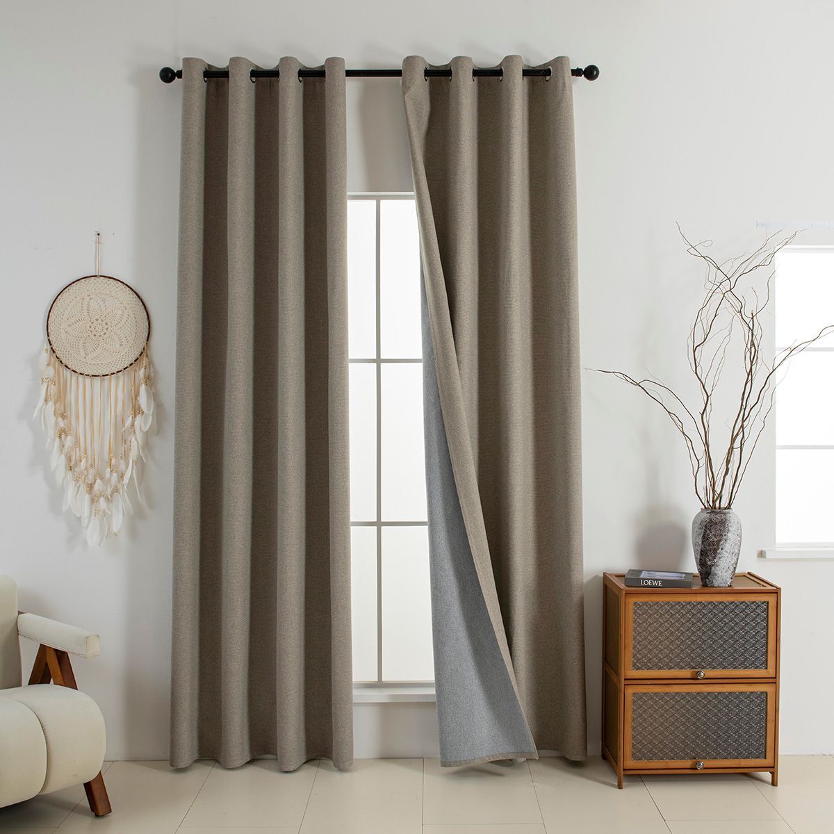 Κουρτίνα Full Blackout σκίασης με 8 κρίκους Elite Art 8392 Beige-Νο5