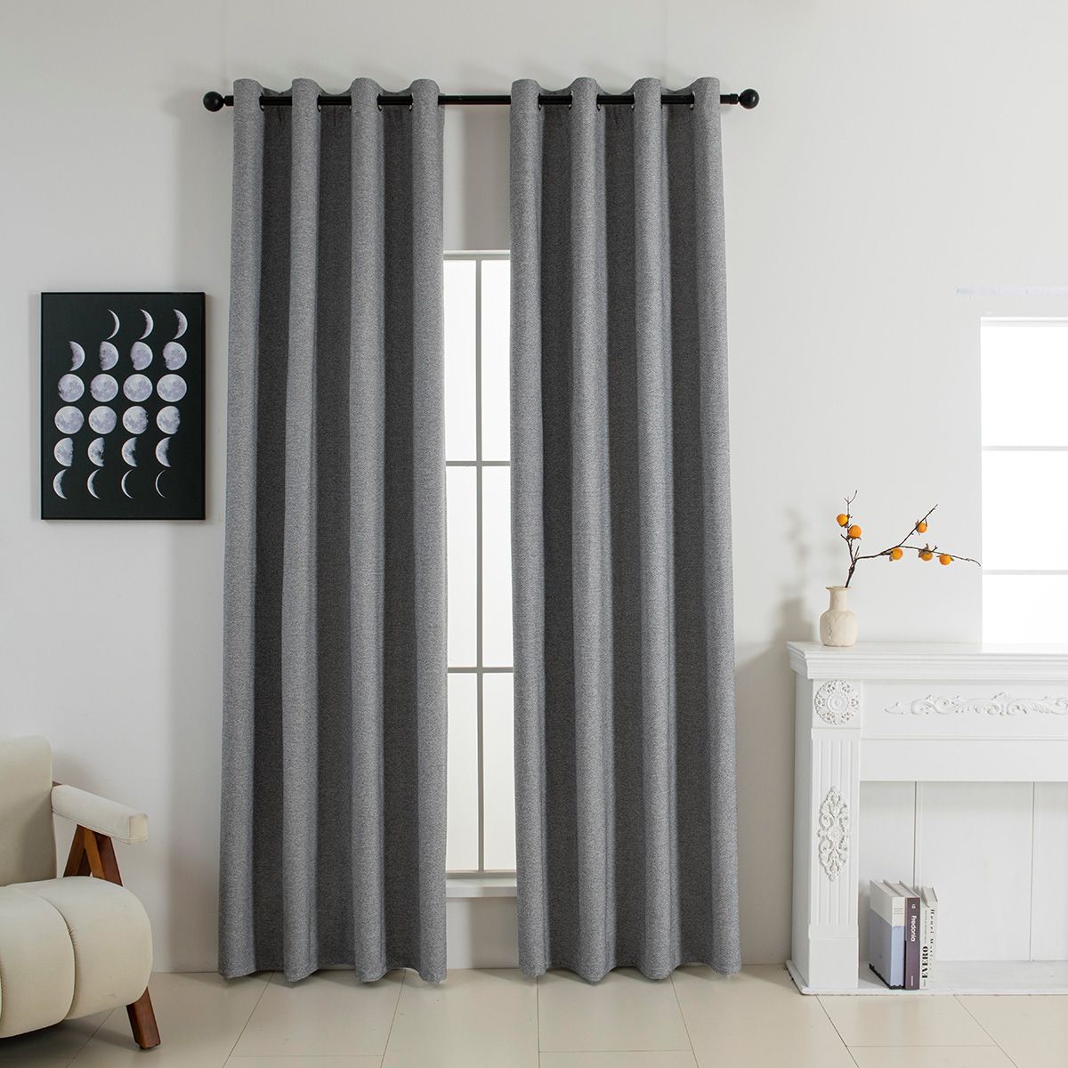 Κουρτίνα Full Blackout σκίασης με 8 κρίκους Elite Art 8392 Grey-Νο7 Σκούρο