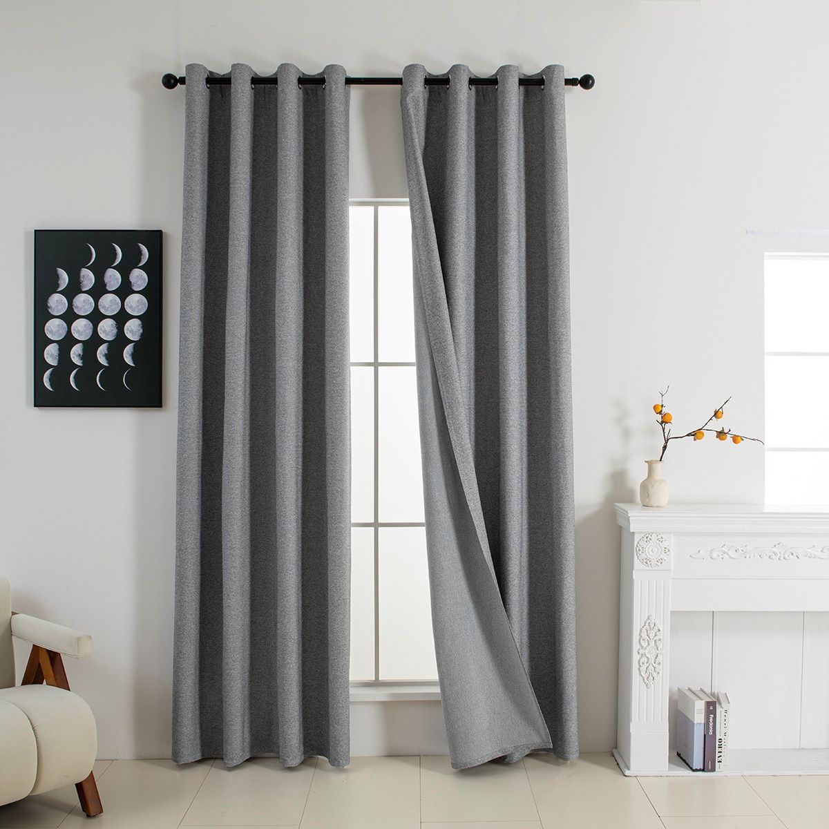 Κουρτίνα Full Blackout σκίασης με 8 κρίκους Elite Art 8392 Grey-Νο7