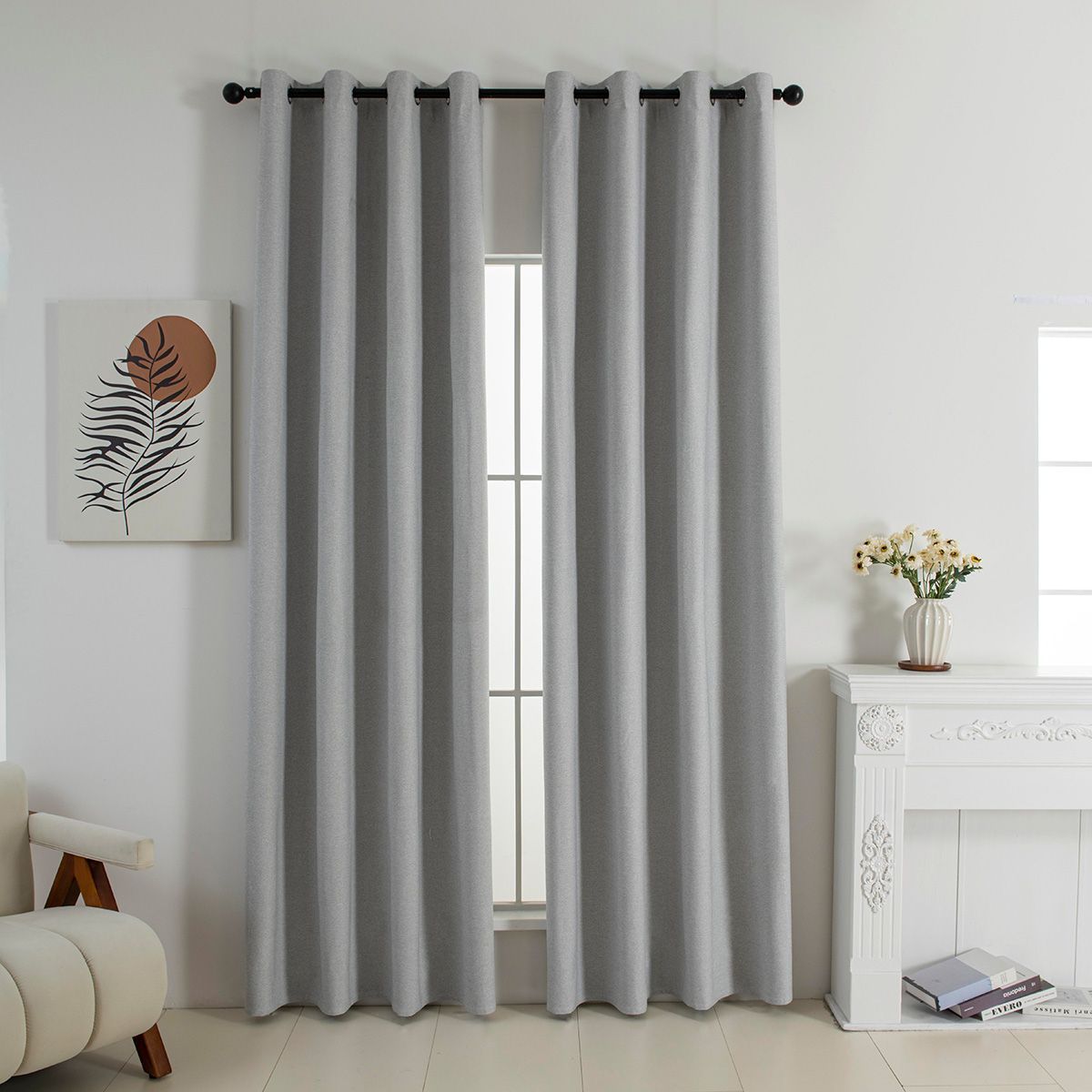 Κουρτίνα Full Blackout σκίασης με 8 κρίκους Elite Art 8392 Light Grey-Νο3