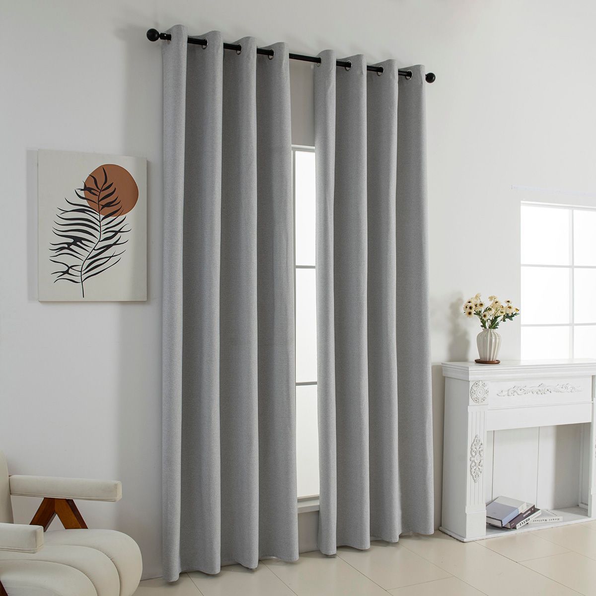 Κουρτίνα Full Blackout σκίασης με 8 κρίκους Elite Art 8392 Light Grey-Νο3