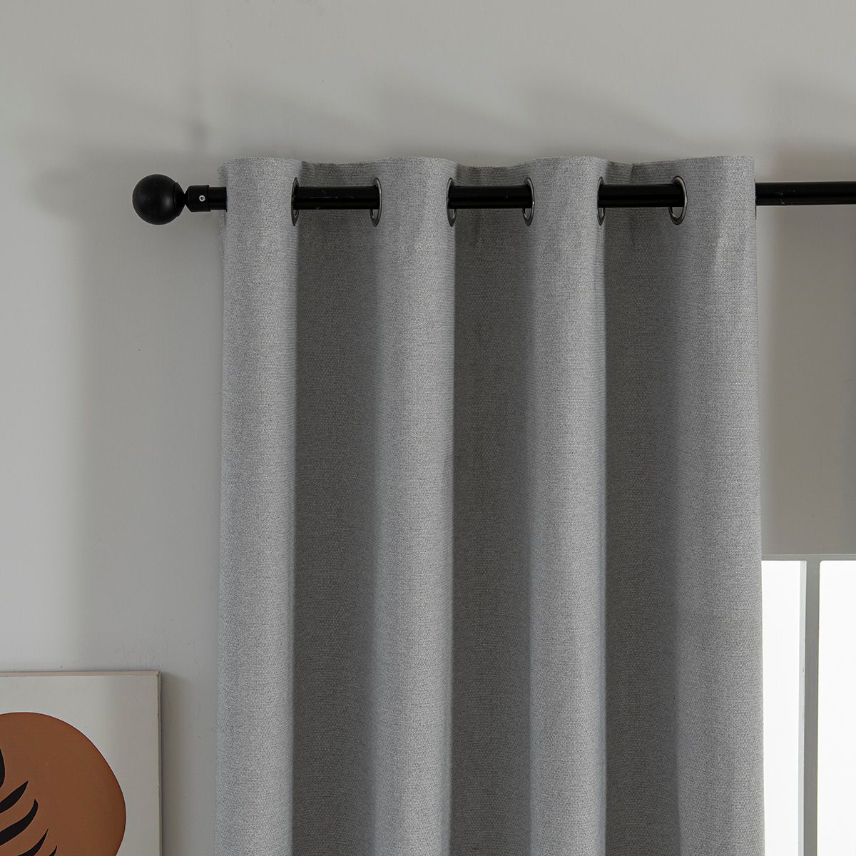 Κουρτίνα Full Blackout σκίασης με 8 κρίκους Elite Art 8392 Light Grey-Νο3