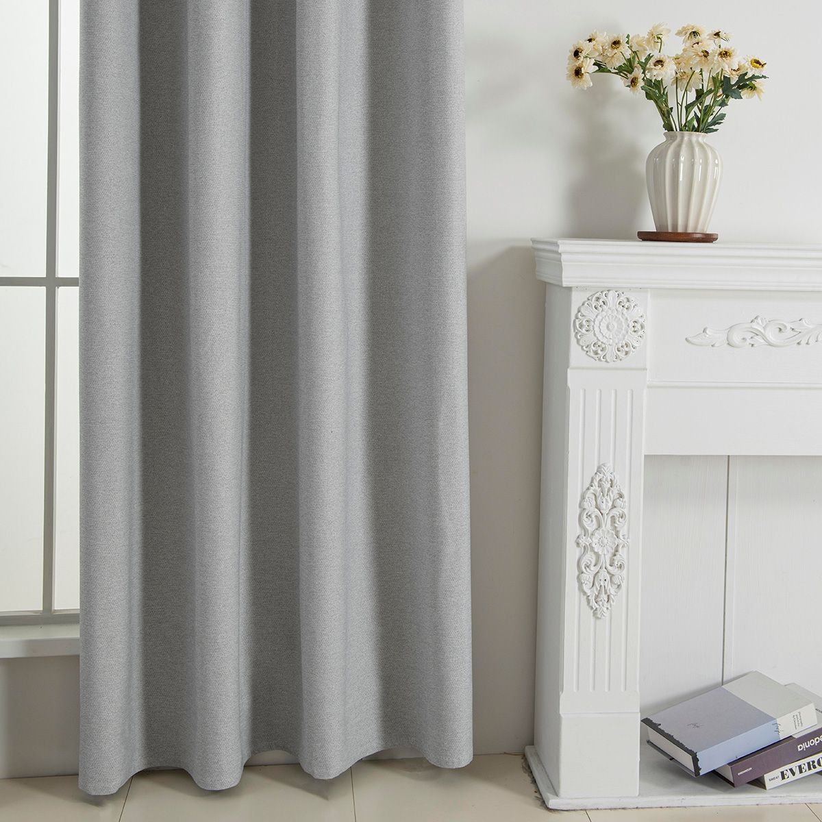 Κουρτίνα Full Blackout σκίασης με 8 κρίκους Elite Art 8392 Light Grey-Νο3