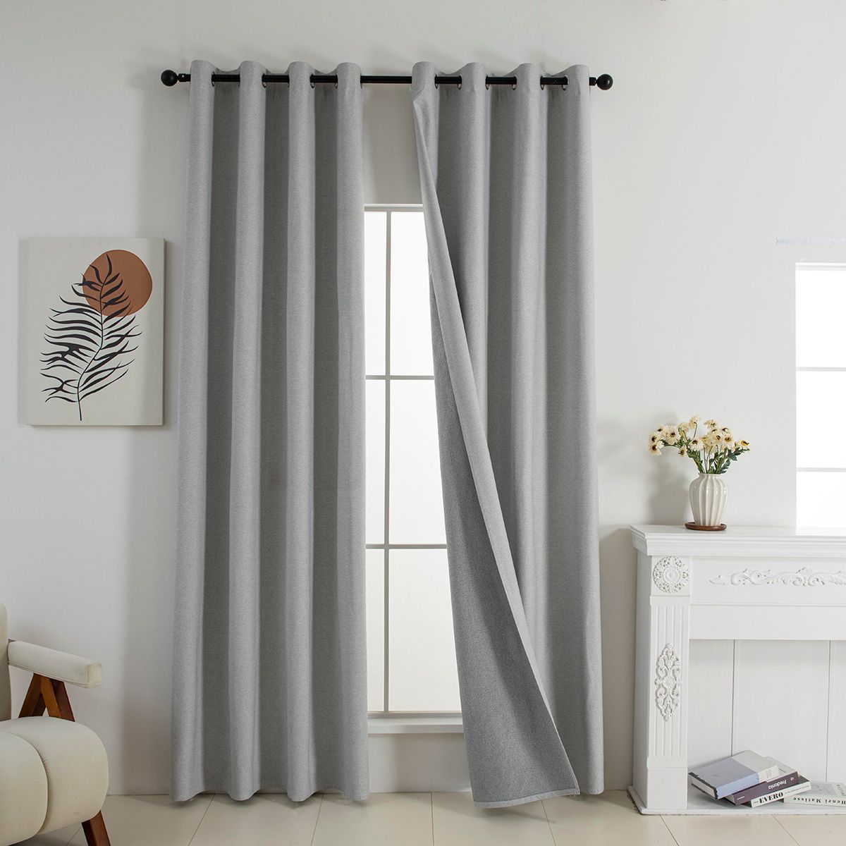 Κουρτίνα Full Blackout σκίασης με 8 κρίκους Elite Art 8392 Light Grey-Νο3