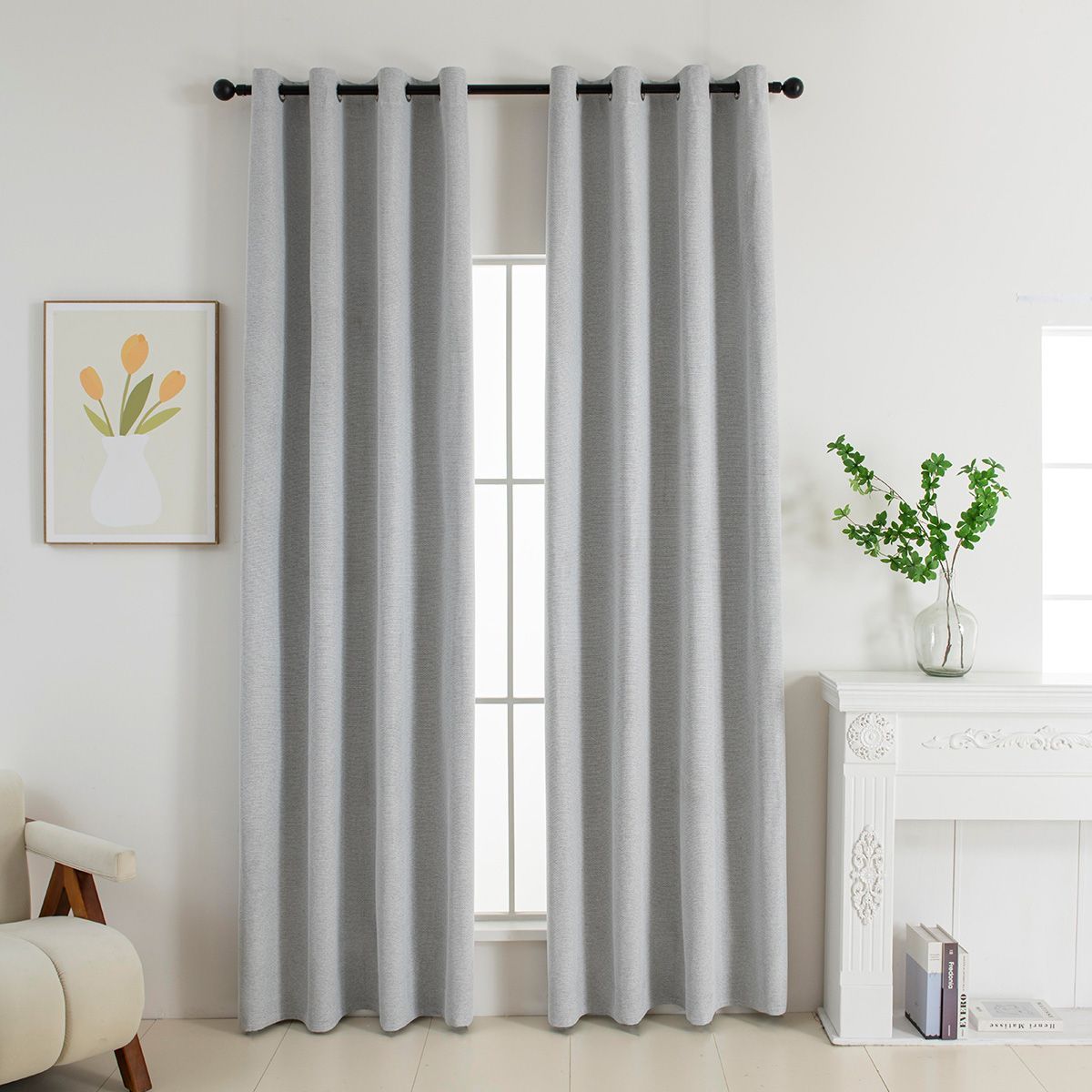 Κουρτίνα Full Blackout σκίασης με 8 κρίκους Elite Art 8392 Silver-Νο4