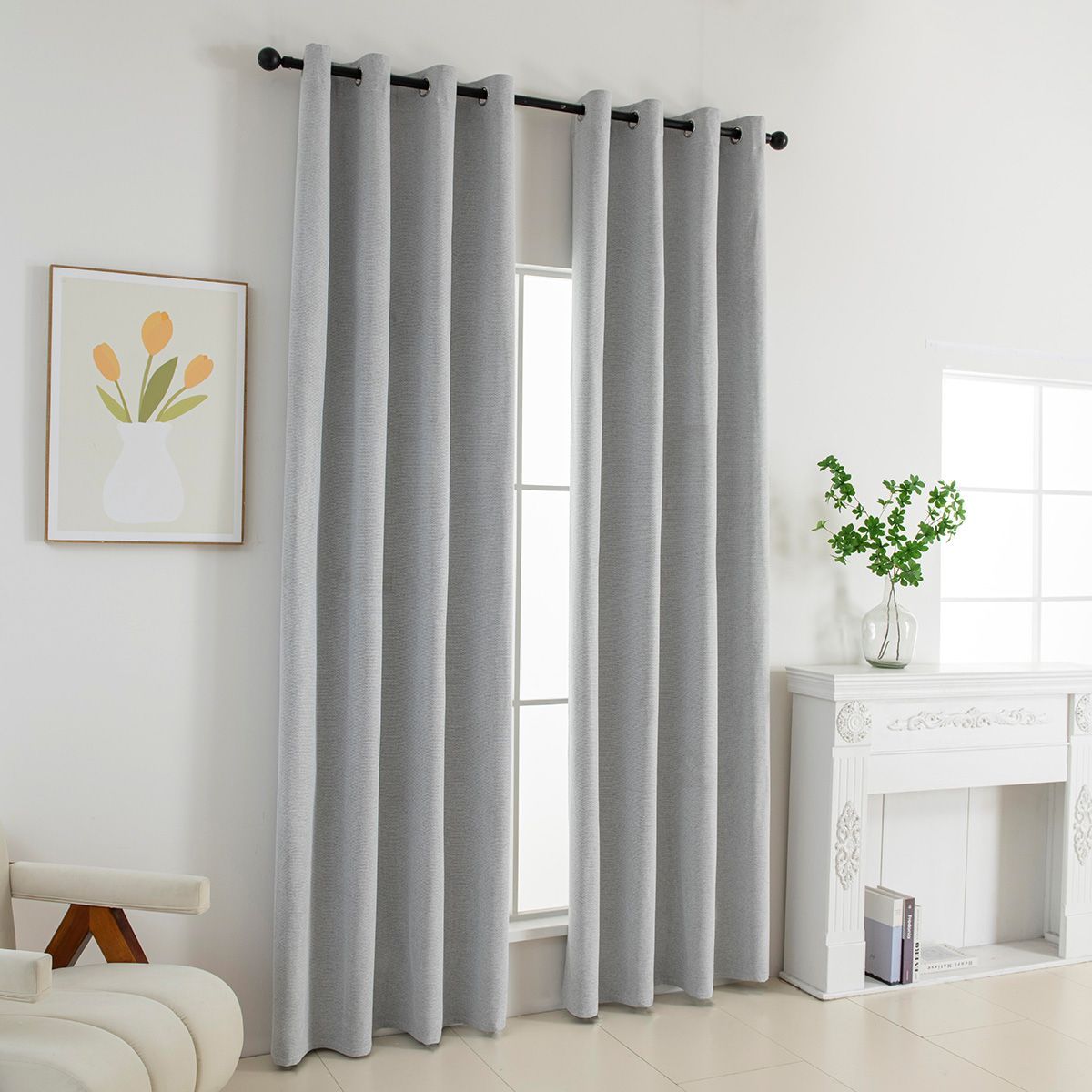 Κουρτίνα Full Blackout σκίασης με 8 κρίκους Elite Art 8392 Silver-Νο4