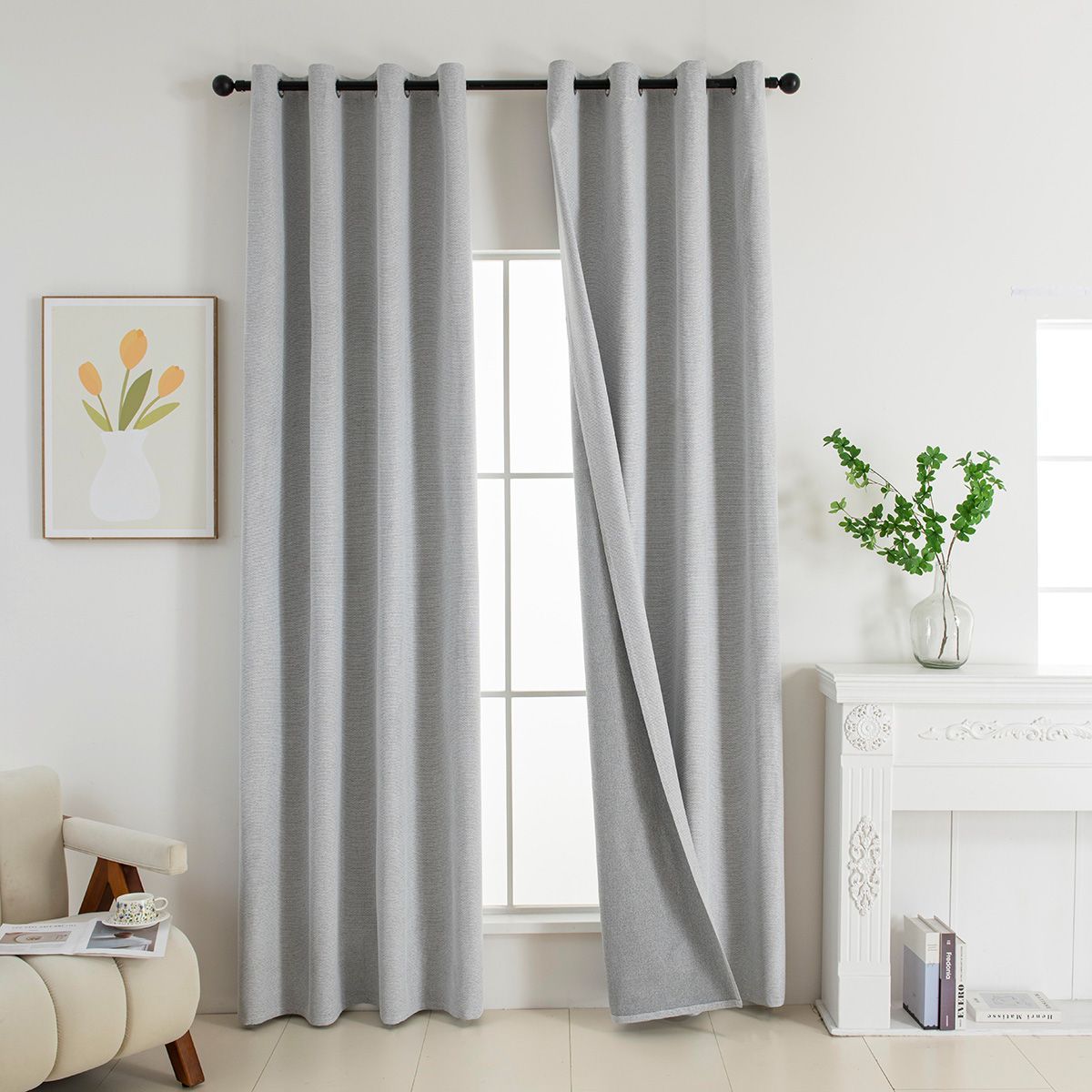 Κουρτίνα Full Blackout σκίασης με 8 κρίκους Elite Art 8392 Silver-Νο4
