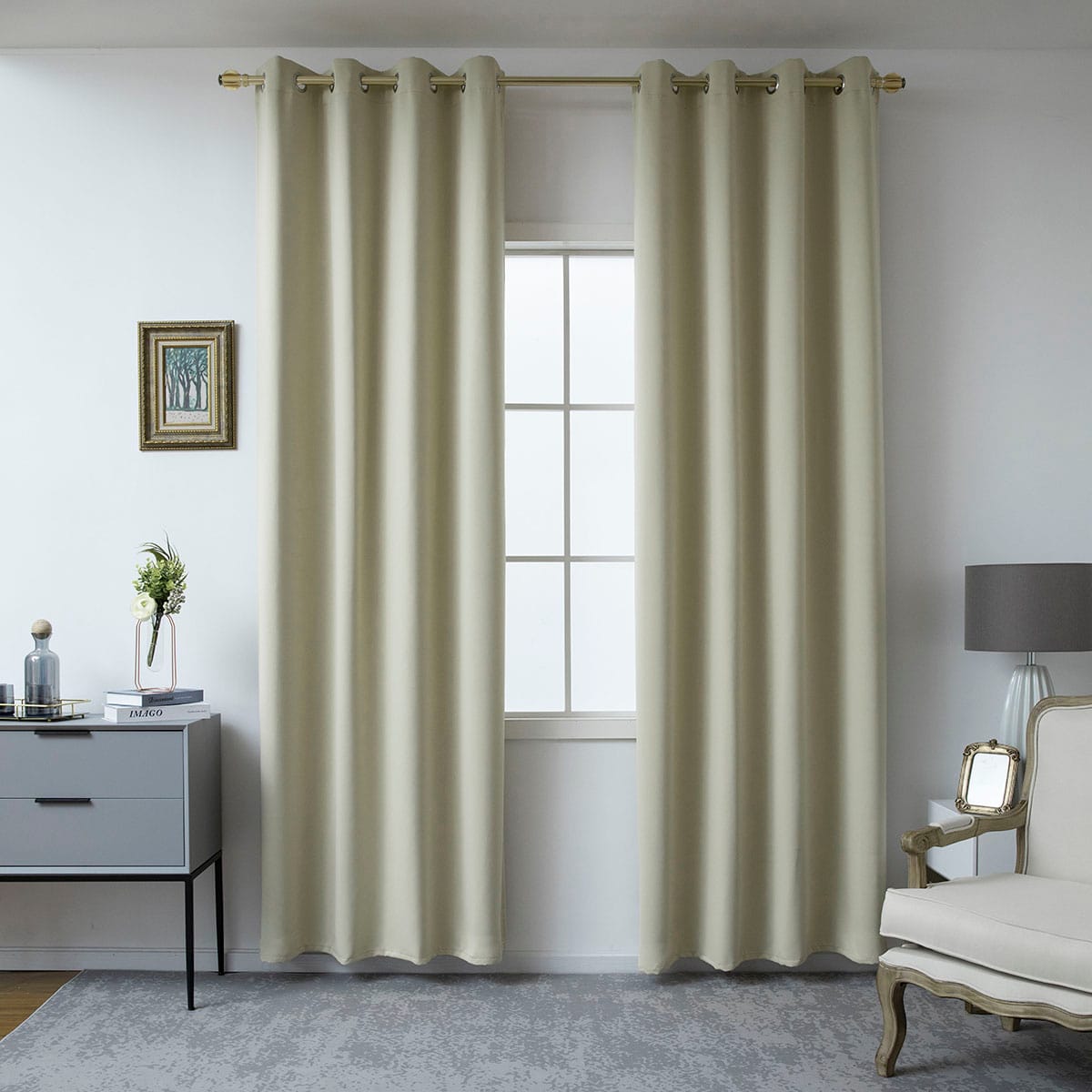 Κουρτίνα Blackout σκίασης με 8 κρίκους Ideal Art 8400 140x270 Μπεζ από την εταιρεία Beauty Home