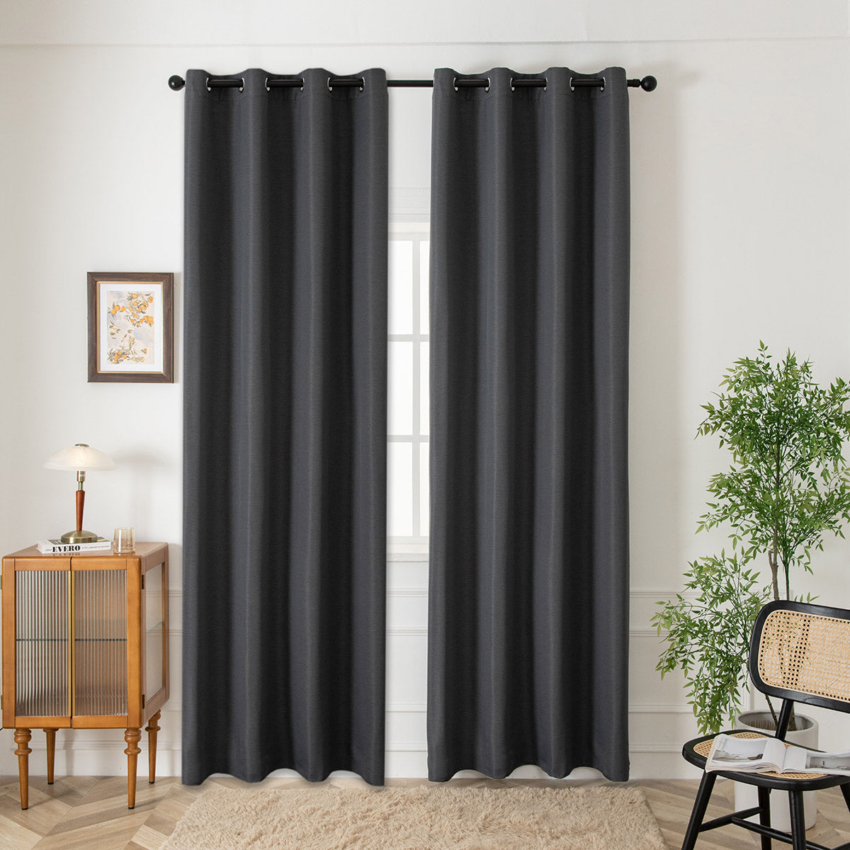 Ύφασμα κουρτίνας με το μέτρο Blackout jacquard σκίασης Glare Art 8444 Φ280 Ανθαρκί από την εταιρεία Beauty Home