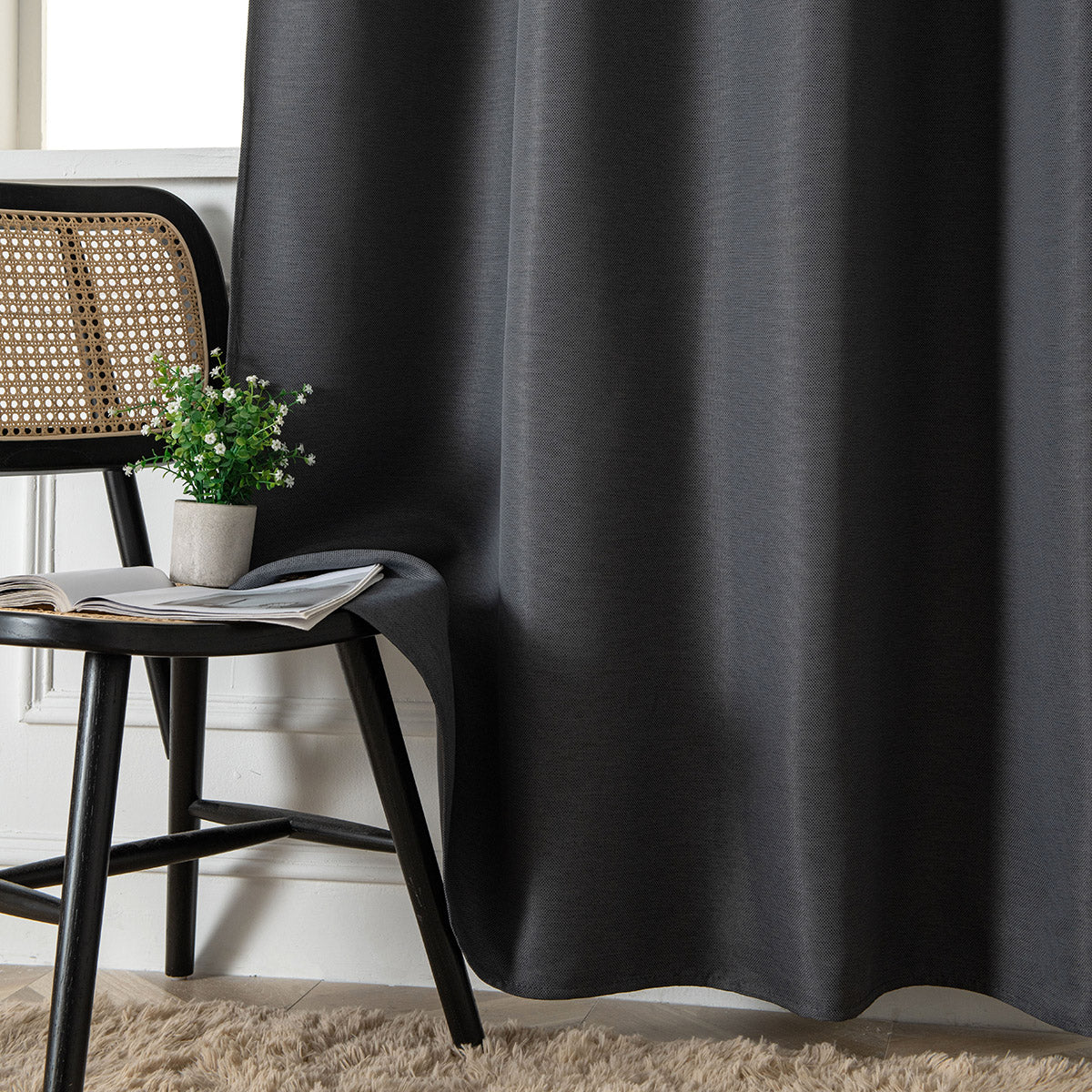 Ύφασμα κουρτίνας με το μέτρο Blackout jacquard σκίασης Glare Art 8444 Φ280 Ανθαρκί από την εταιρεία Beauty Home