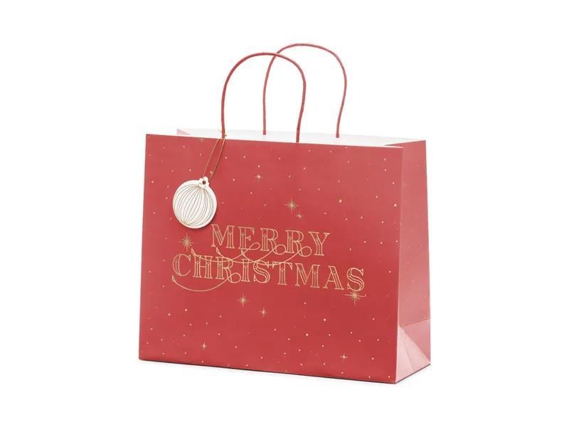 ΧΑΡΤΙΝΗ ΤΣΑΝΤΑ MERRY CHRISTMAS ΚΟΚΚΙΝΗ 32.5×26.5×11.5cm