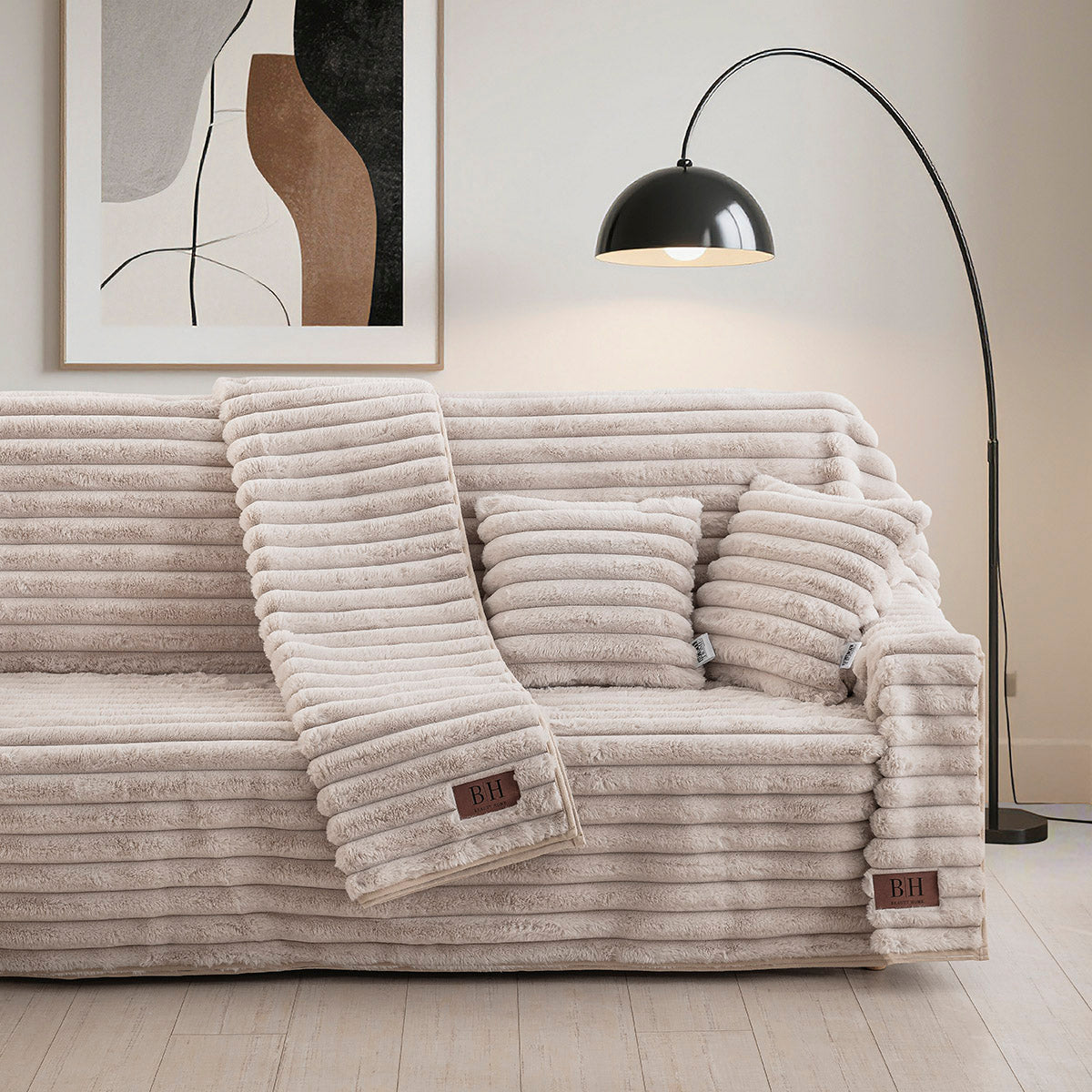 Γούνινο Σετ ριχτάρι 3τμχ Stripe Art 8725 (180x160+180x250+180x300)