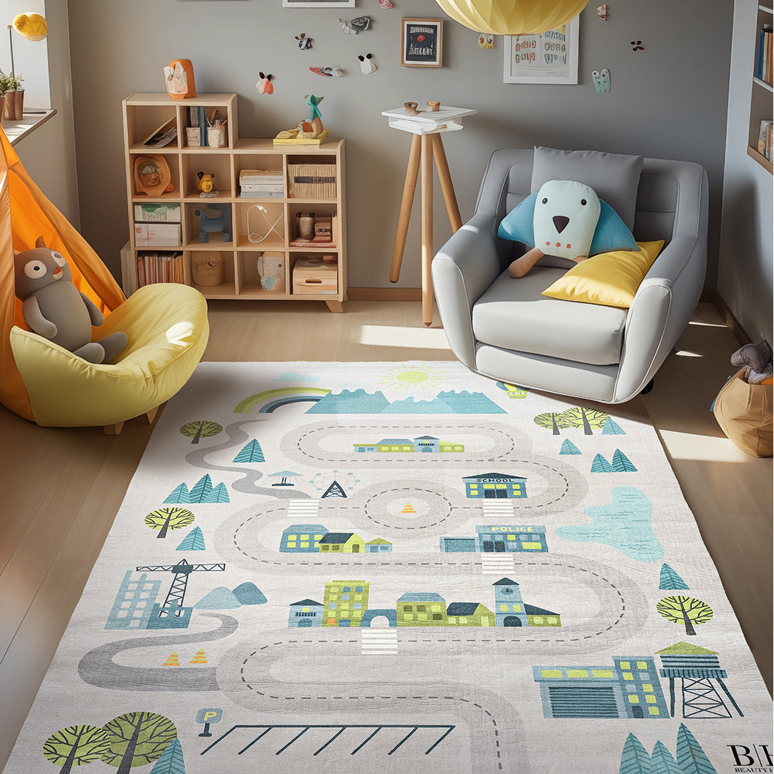 Χαλί παιδικό Fun Art 9560 135x180 Γκρι Default Title από την εταιρεία Beauty Home