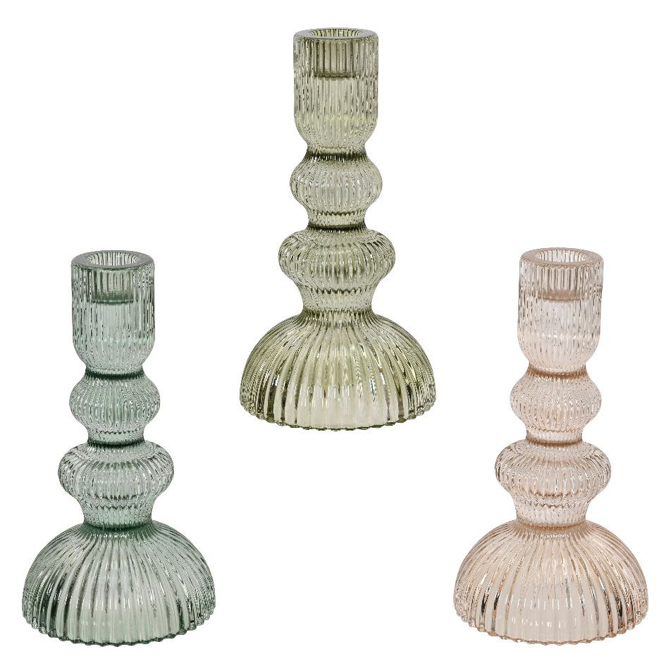 Κηροπήγιο Γυάλινο 9.5cm x 17.5 cm Μπεζ από την εταιρεία Beauty Home