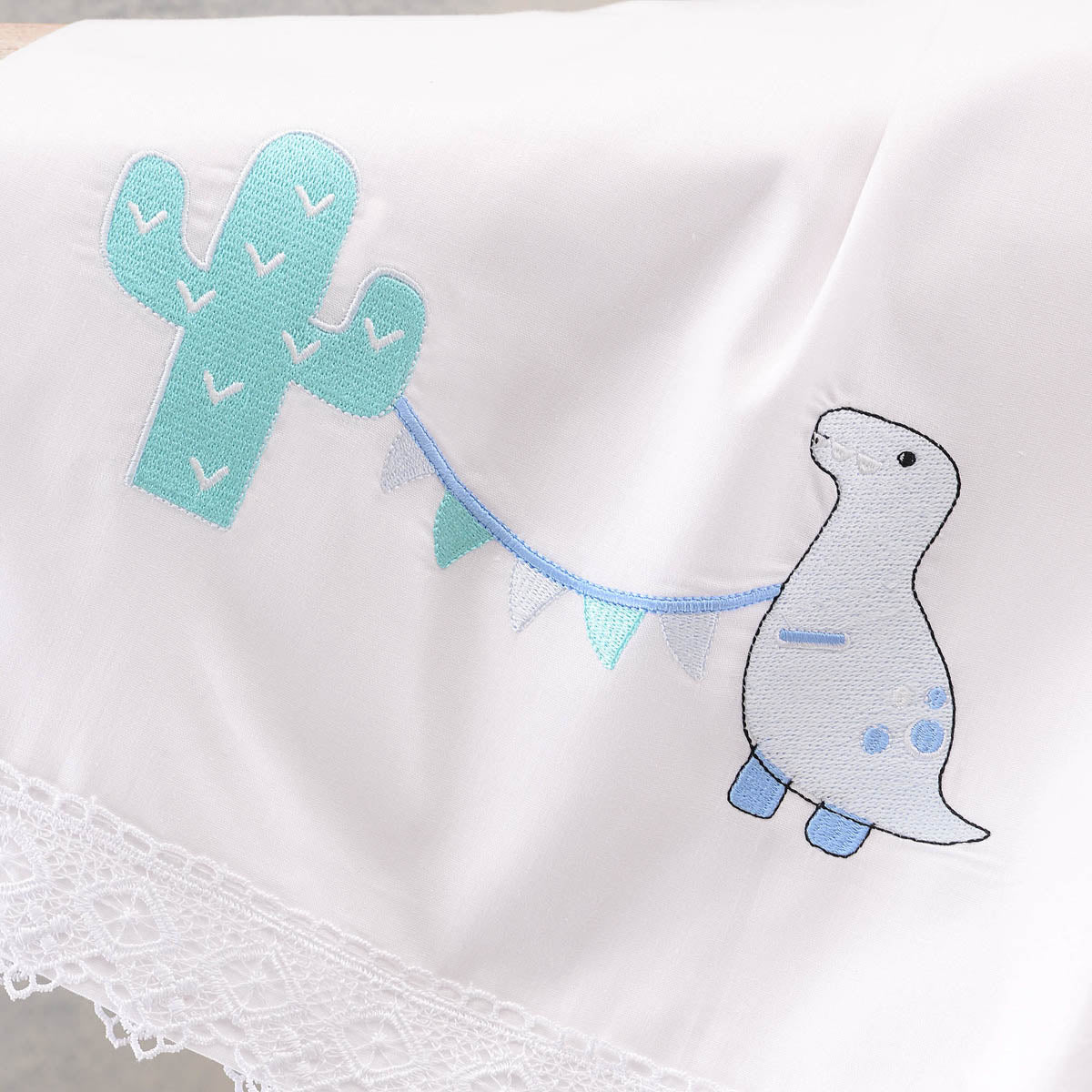 DIEGO Σιέλ - Σετ σεντόνια βρεφικά 3 τεμ. με κέντημα από την εταιρεία Rythmos Home