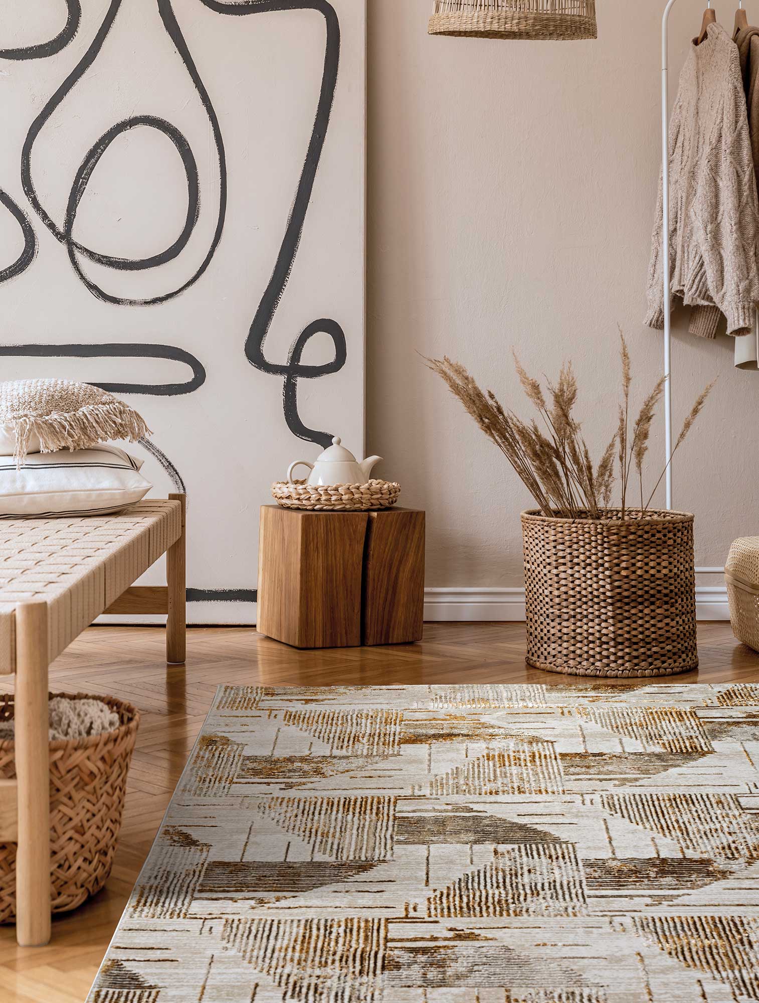 Χαλί FEATHERS BEIGE GOLD από την εταιρεία Madi
