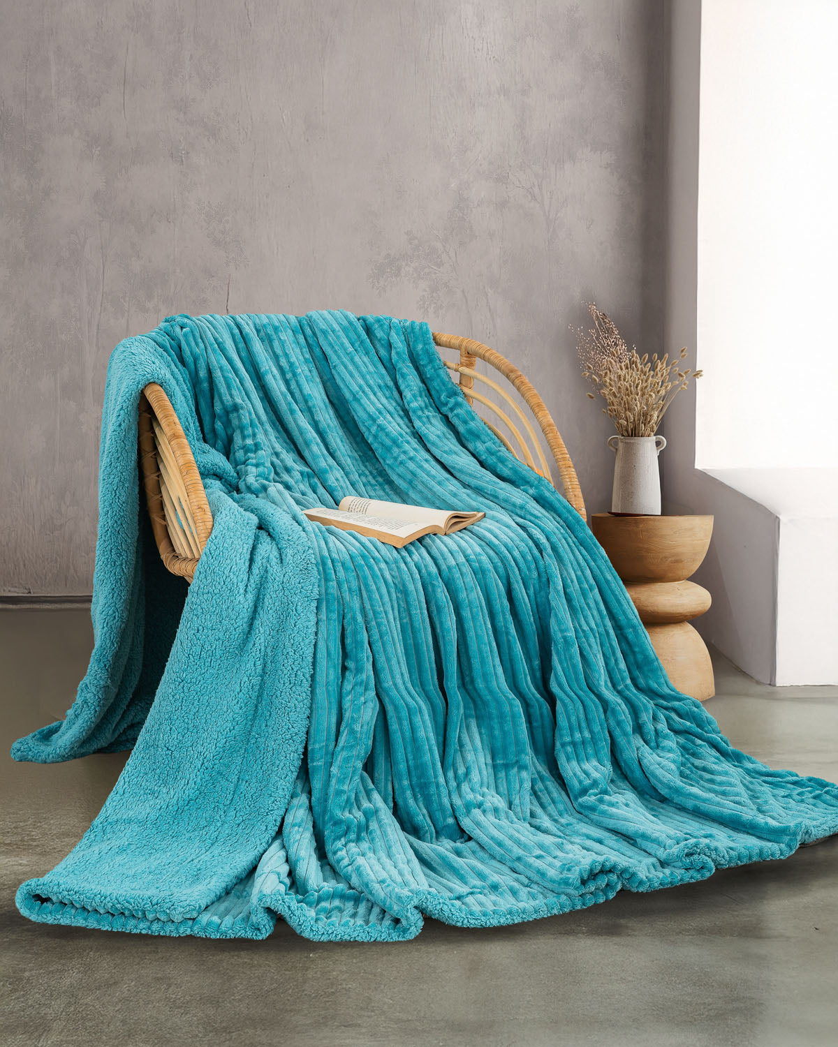 JOLLEIN - ΚΟΥΒΕΡΤΑ JACQUARD FLANNEL ΜΕ SHERPA ΑΝΘΡΑΚΙ (113-132-046)