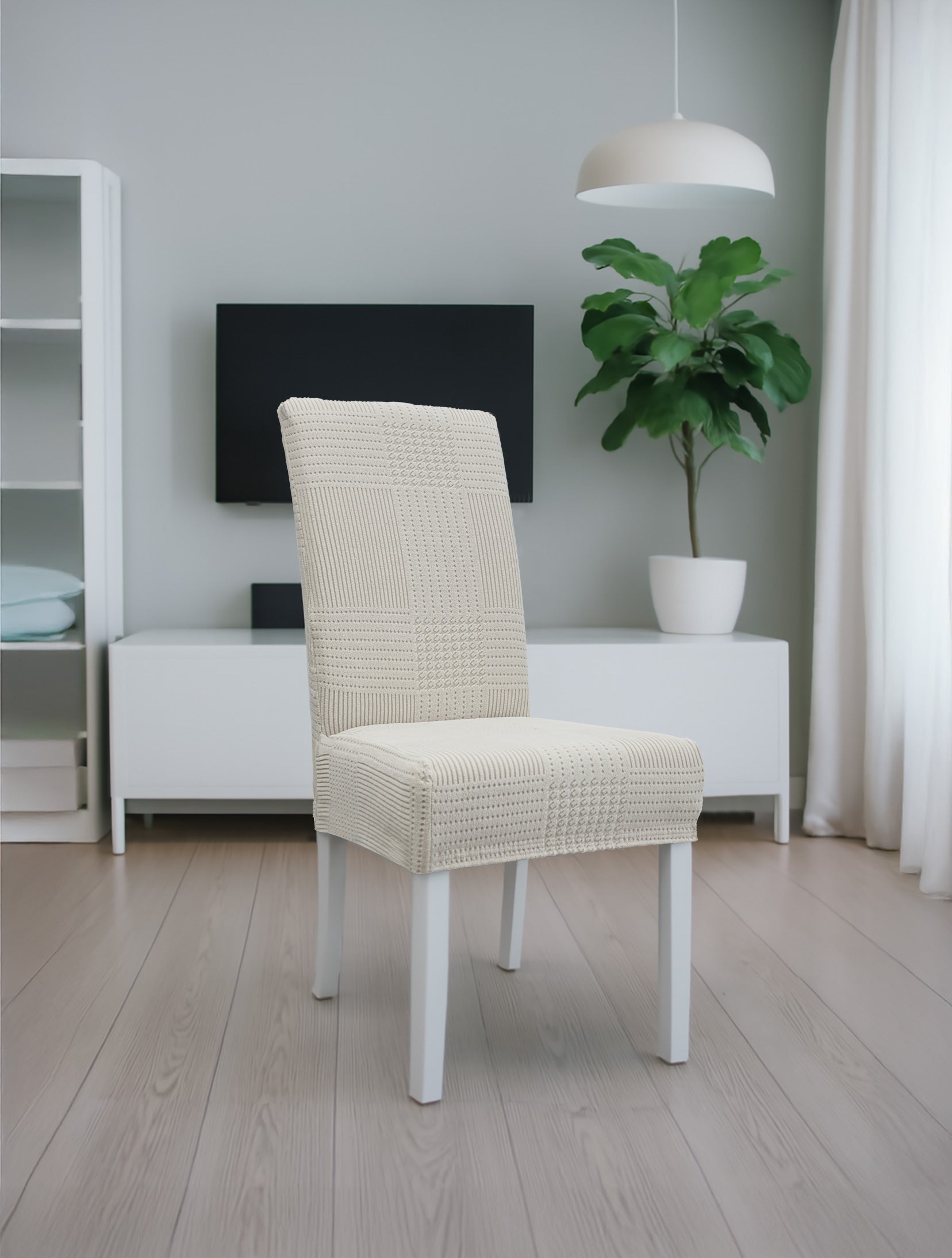 Ελαστικά καλύμματα τραπεζαρίας LINEPLAY BEIGE από την εταιρεία Madi