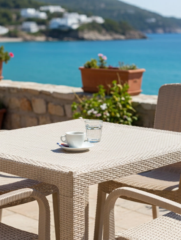 Τραπέζι Rattan SUNSET BEIGE από την εταιρεία Madi