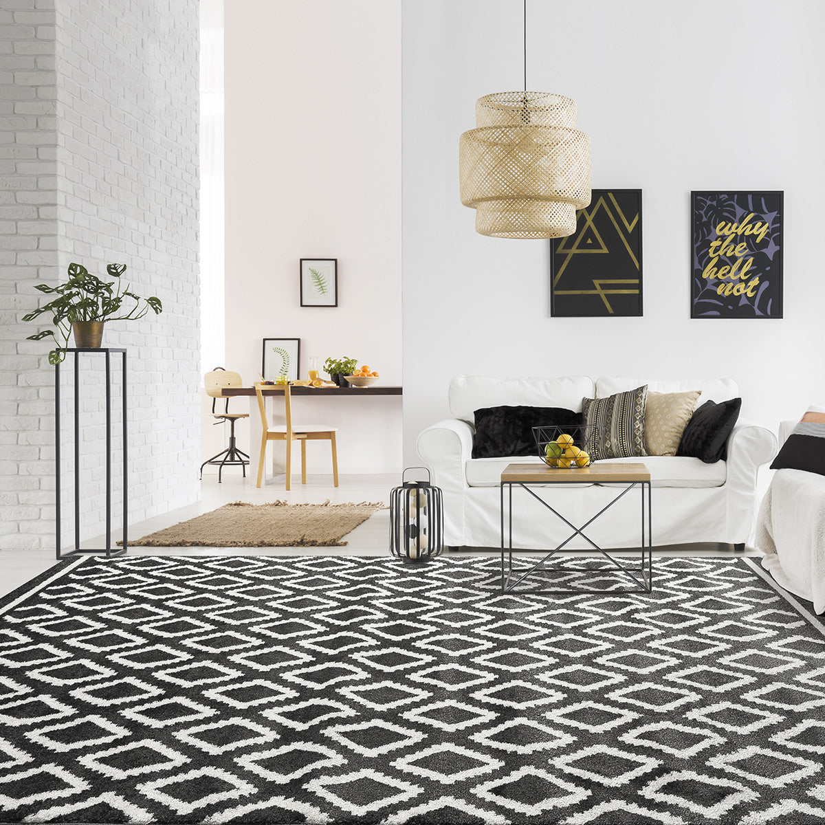 Πατάκι Vibe Art 9577 67x150 Stone White Ανθρακί Λευκό από την εταιρεία Beauty Home