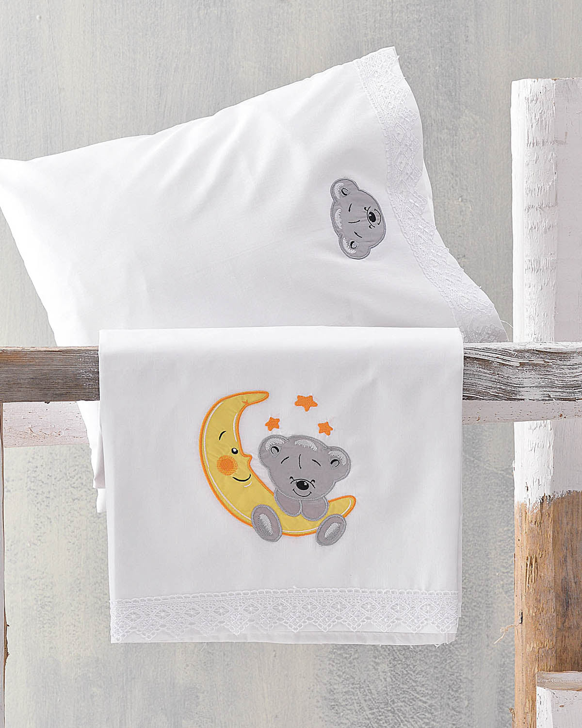 ARTURO - Σετ σεντόνια βρεφικά 3 τεμ. με κέντημα 100 x 160 Γκρι 100 x 160 από την εταιρεία Rythmos Home