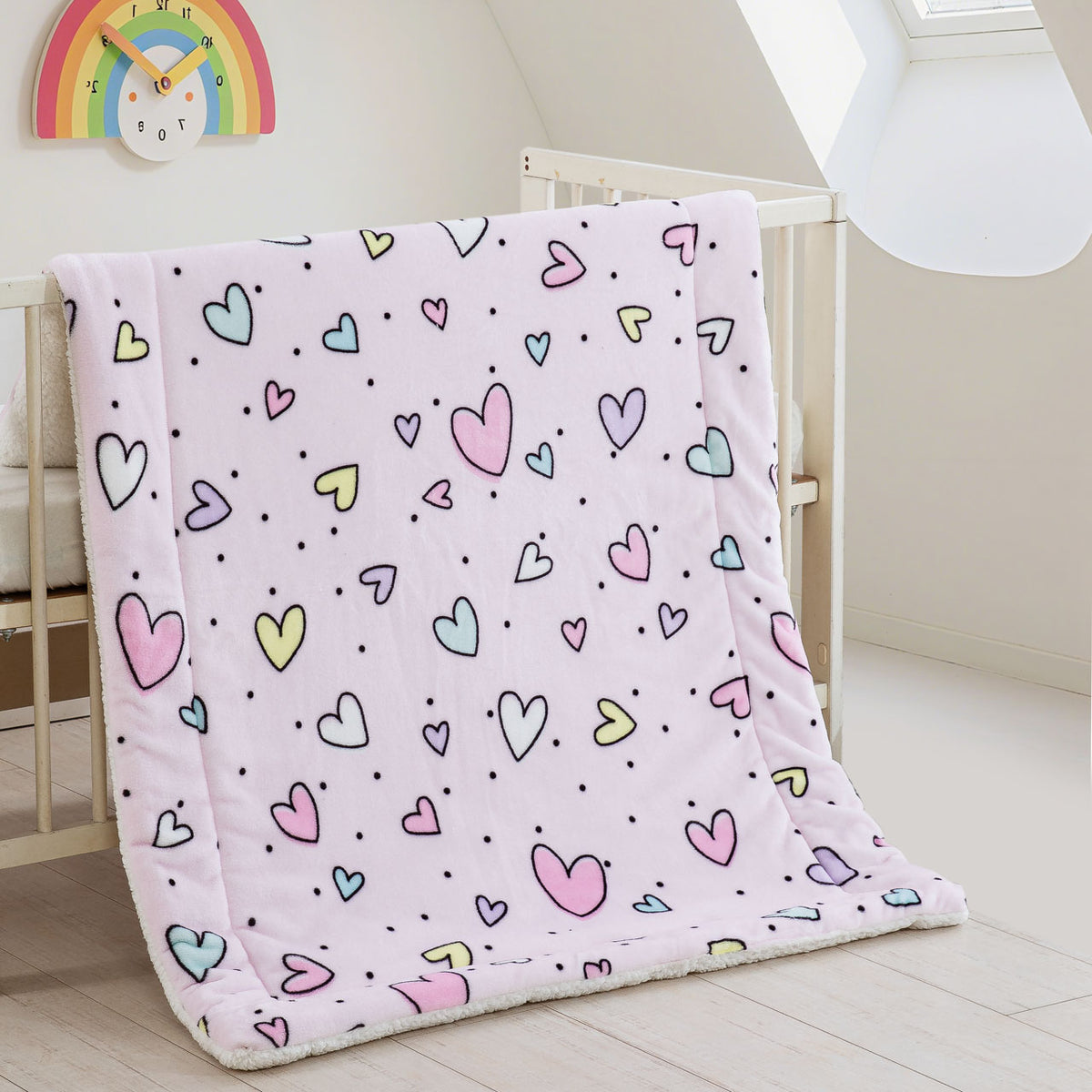 HAPPY HEARTS - ΚΟΥΒΕΡΤΑ ΑΓΚΑΛΙΑΣ DIGITAL (flannel fleece με sherpa)