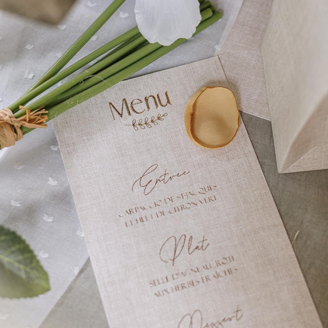 10 Κάρτες χάρτινες menu με εφέ λινού με κορδόνι Μπεζ και χρυσό χαρτί 10 x 20 cm από την εταιρεία Beauty Home
