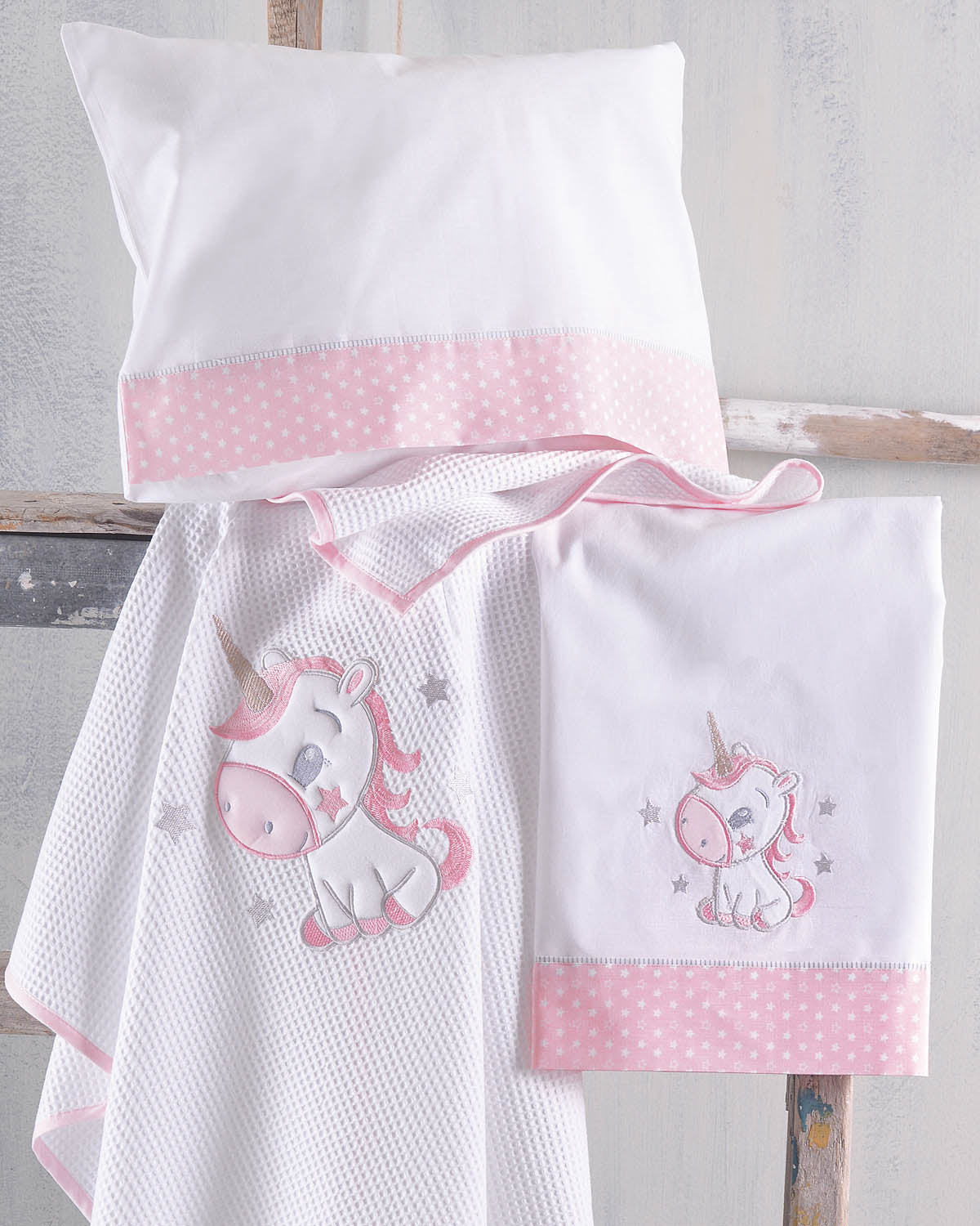 DASH - Σετ σεντόνια βρεφικά 3 τεμ. με κέντημα 100 x 160 Ροζ 100 x 160 από την εταιρεία Rythmos Home