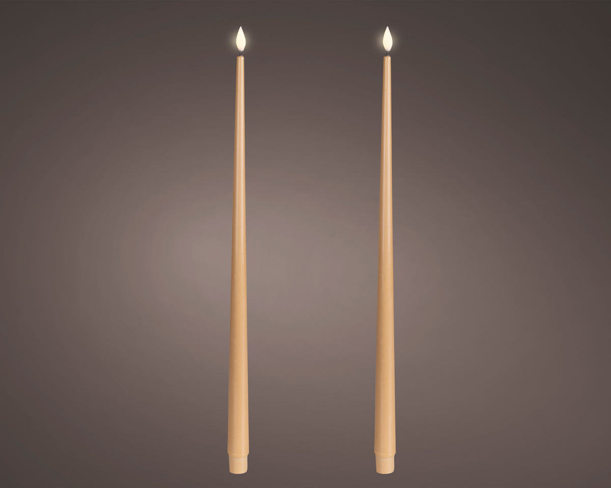 Κερί LED με Ρεαλιστική Φλόγα Καφέ Σετ 2 Τεμ. Ø2,2 x 42,5 cm