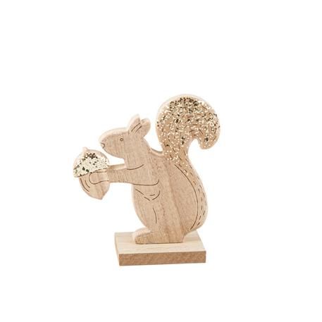 Σκίουρος ξύλινος με χρυσό γκλίτερ 10.5 x 11.7 cm