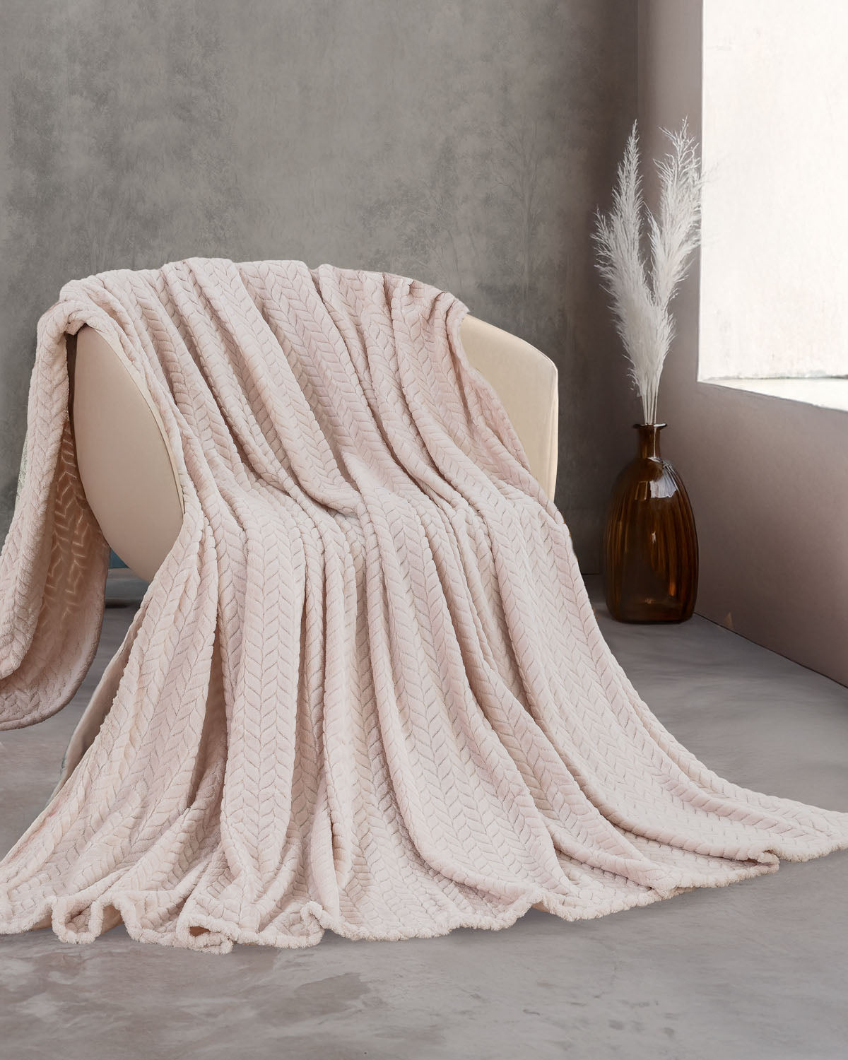 HARMONIE - Κουβέρτα JACQUARD FLANNEL Υπέρδιπλο Μπεζ 220 x 240 από την εταιρεία Rythmos Home