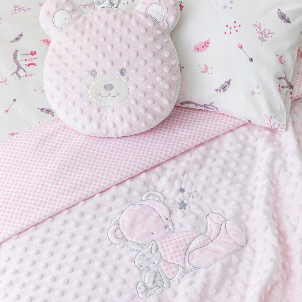 Κουβέρτα Κούνιας Buddies Ροζ 110 x 140 cm BEBE από την εταιρεία Borea Home Textiles