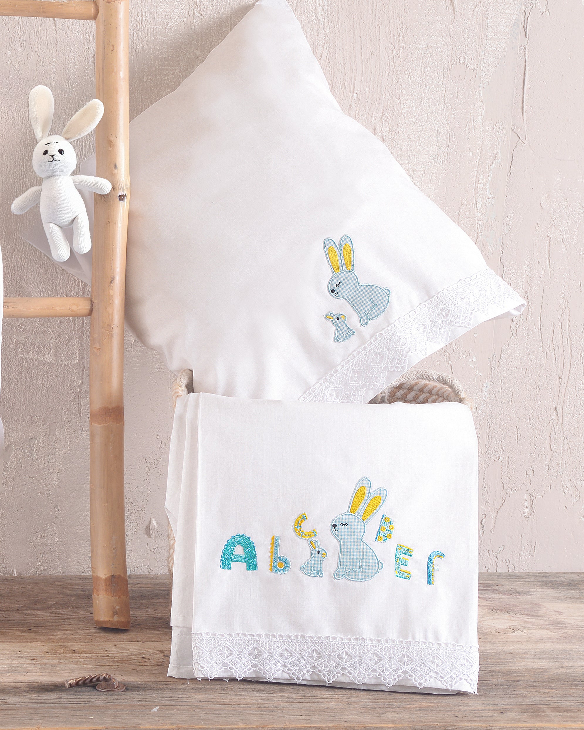 MIFFY Σιέλ - Σετ σεντόνια βρεφικά 3 τεμ. με κέντημα 100 x 160 Σιέλ 100 x 160 από την εταιρεία Rythmos Home