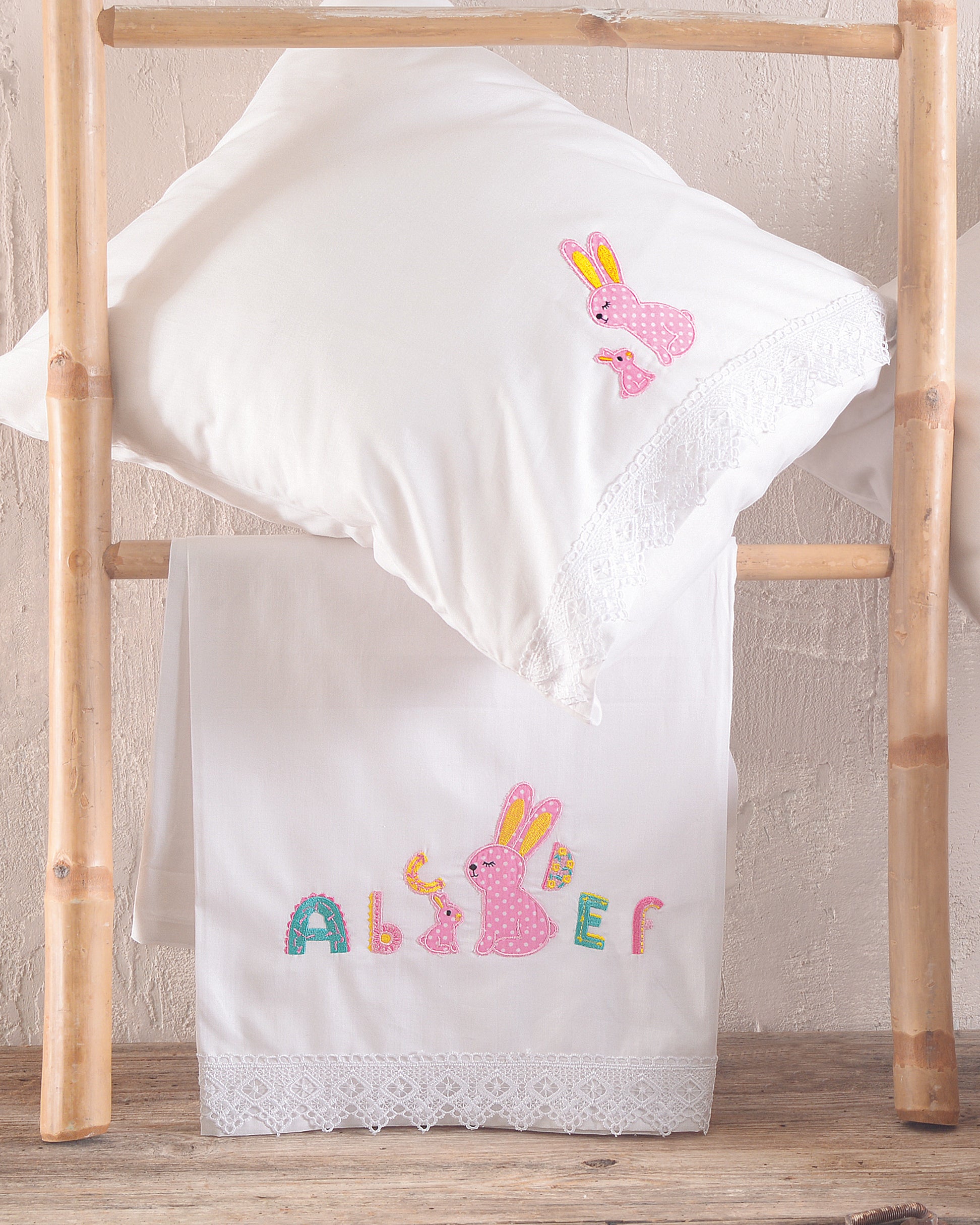 MIFFY Ροζ - Σετ σεντόνια βρεφικά 3 τεμ. με κέντημα 100 x 160 Ροζ 100 x 160 από την εταιρεία Rythmos Home