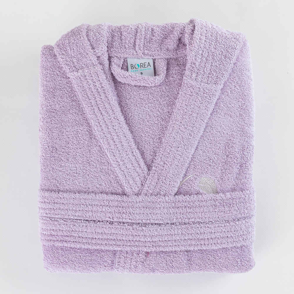Μπουρνούζι Ενηλίκων Με Κουκούλα Logo Λιλά από την εταιρεία Borea Home Textiles