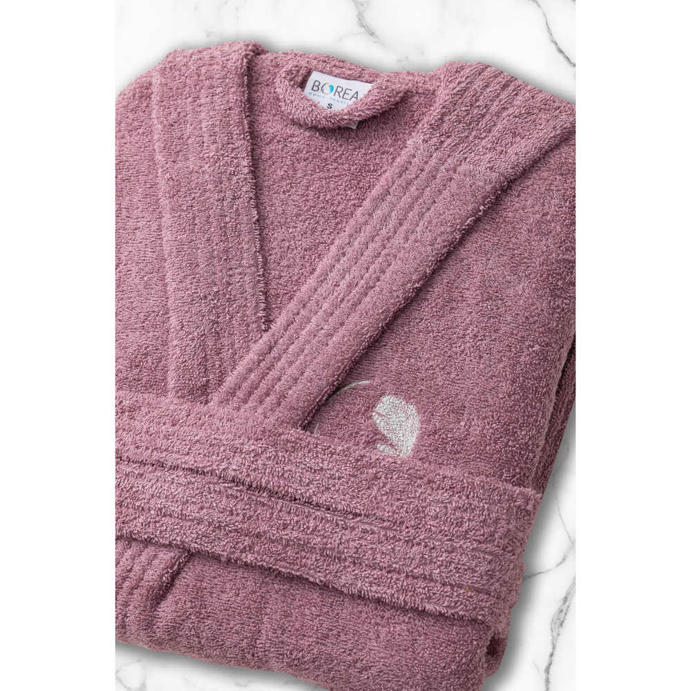 Μπουρνούζι Ενηλίκων Με Κουκούλα Logo Μωβ από την εταιρεία Borea Home Textiles