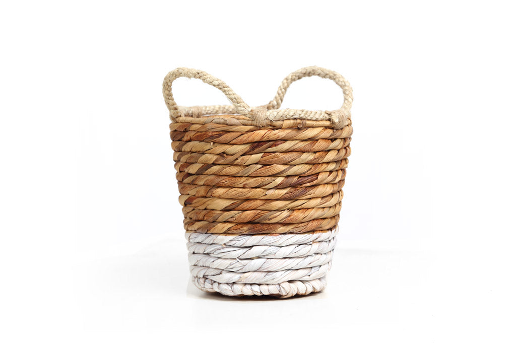 Καλάθι Jununca top edge natural with white Small (20x20/26) Soulworks 0510056 Default Title από την εταιρεία SOULWORKS