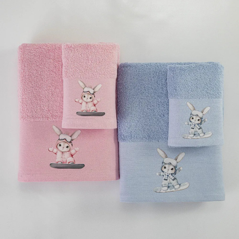 Πετσέτες Σετ 2ΤΜΧ Snowboard Σιέλ από την εταιρεία Borea Home Textiles