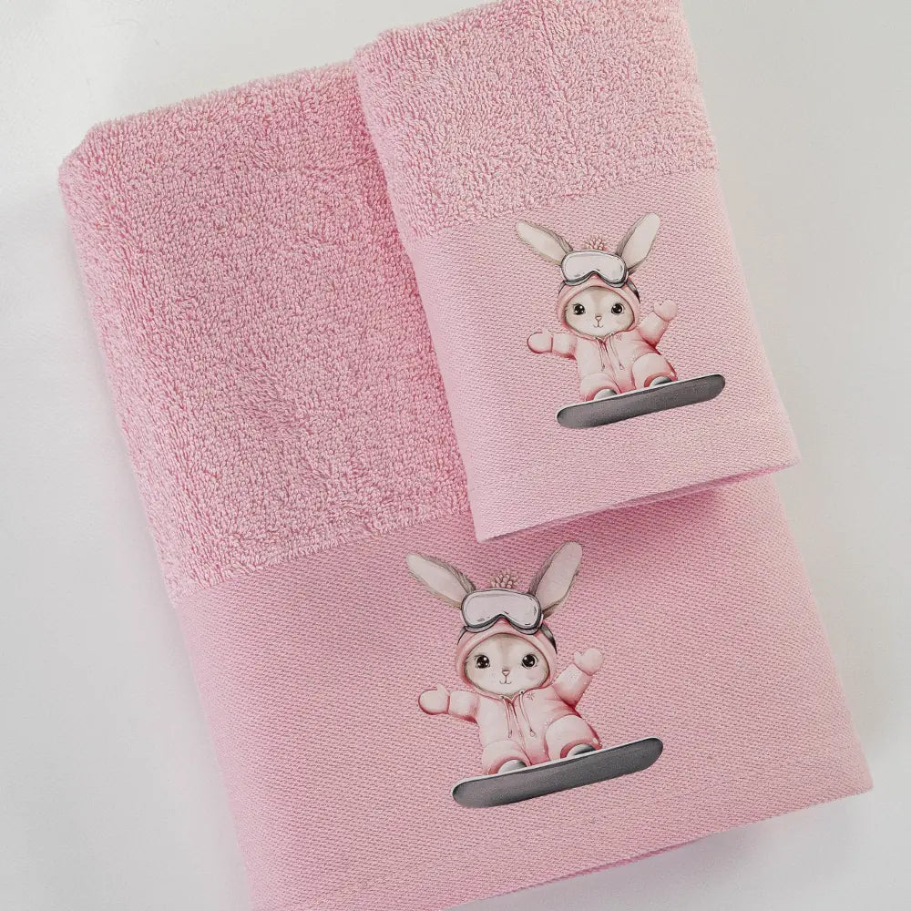 Πετσέτες Σετ 2ΤΜΧ Snowboard Ροζ από την εταιρεία Borea Home Textiles