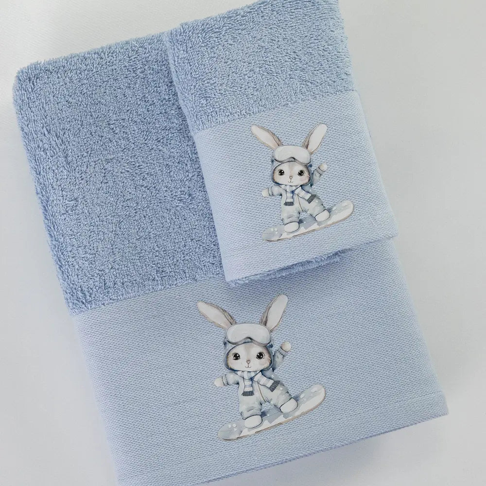 Πετσέτες Σετ 2ΤΜΧ Snowboard Σιέλ από την εταιρεία Borea Home Textiles