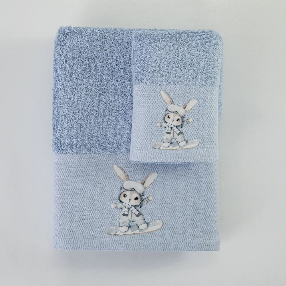 Πετσέτες Σετ 2ΤΜΧ Snowboard Σιέλ από την εταιρεία Borea Home Textiles