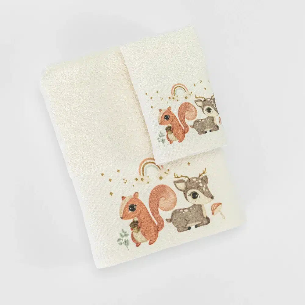 Πετσέτες Σετ 2ΤΜΧ Woodland Εκρού από την εταιρεία Borea Home Textiles