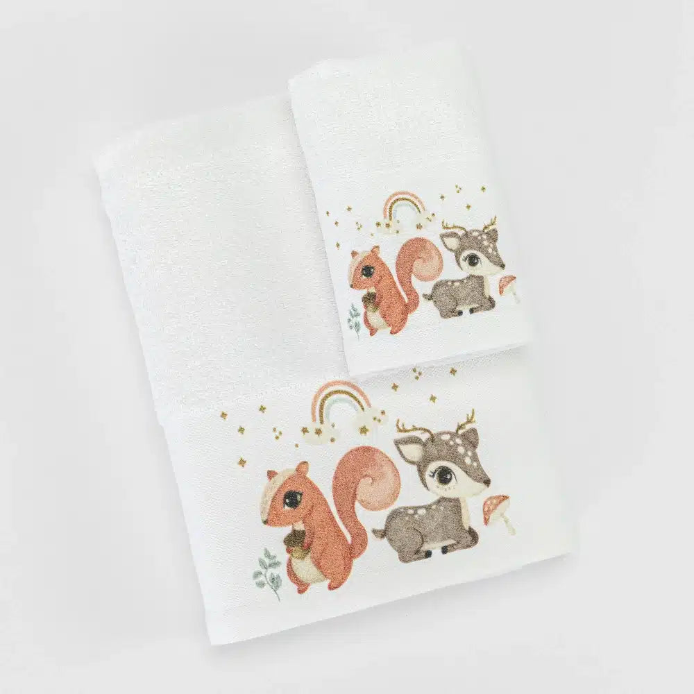 Πετσέτες Σετ 2ΤΜΧ Woodland Λευκό από την εταιρεία Borea Home Textiles