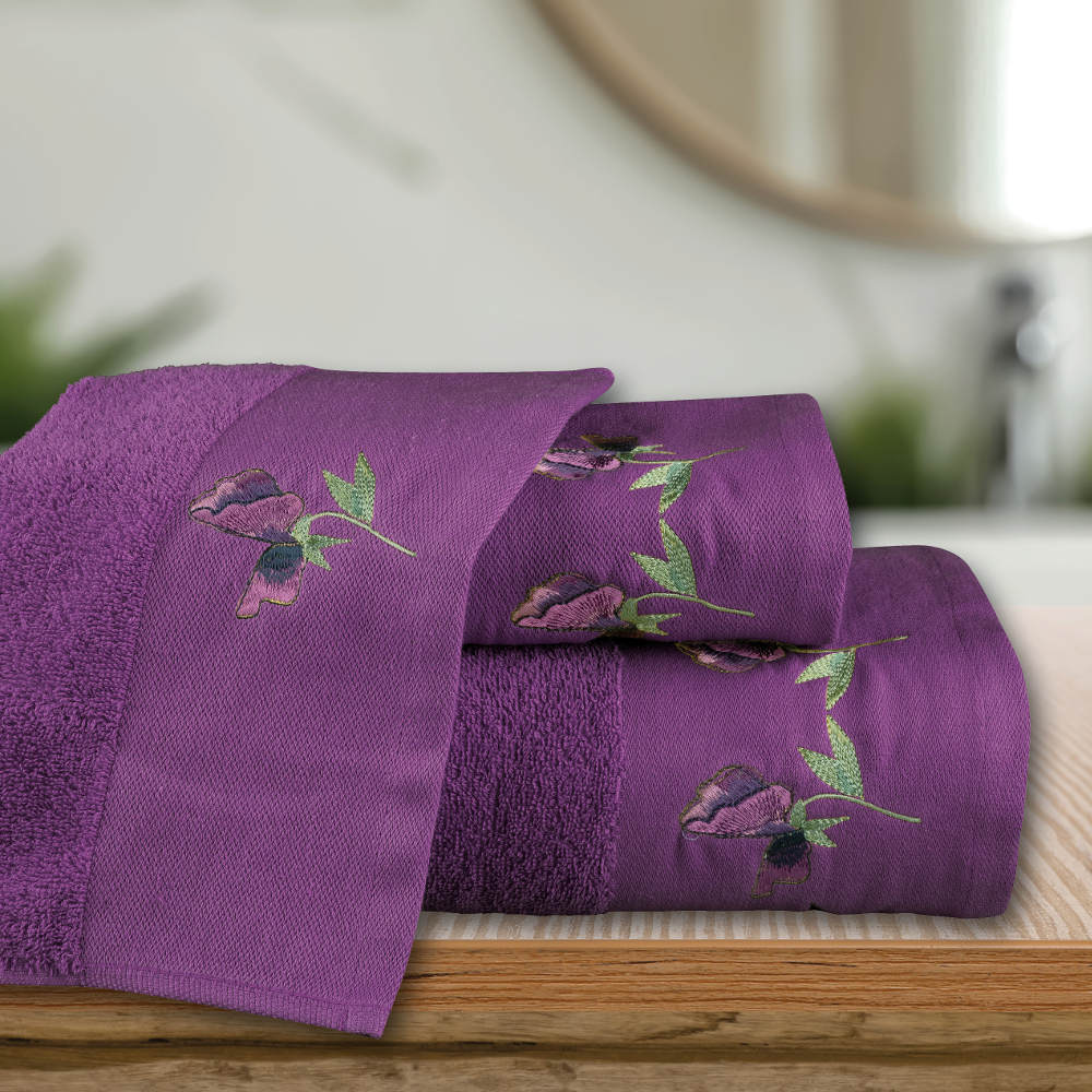 Πετσέτες Σετ 3ΤΜΧ Sweet Pea Δαμασκηνί 70 x 140 50 x 90 30 x 50 cm Σ3ΤΜΧ από την εταιρεία Borea Home Textiles
