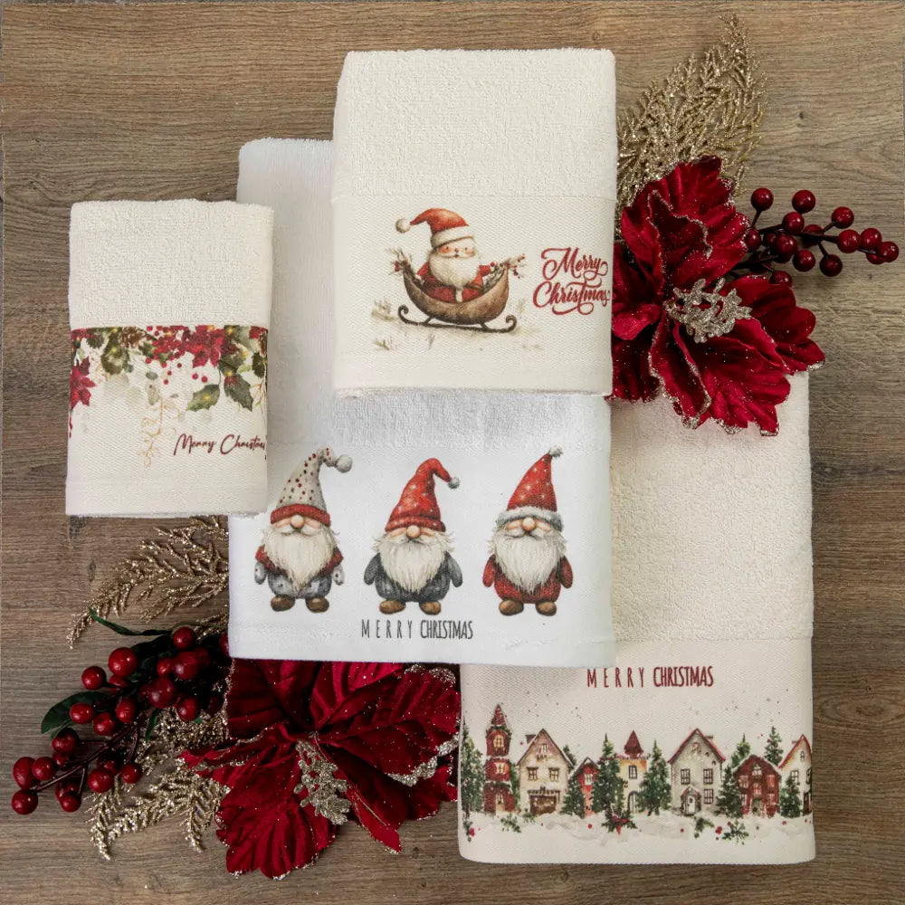 Πετσέτες Χριστουγεννιάτικες Σετ 2ΤΜΧ Christmas Berries Λευκό από την εταιρεία Borea Home Textiles